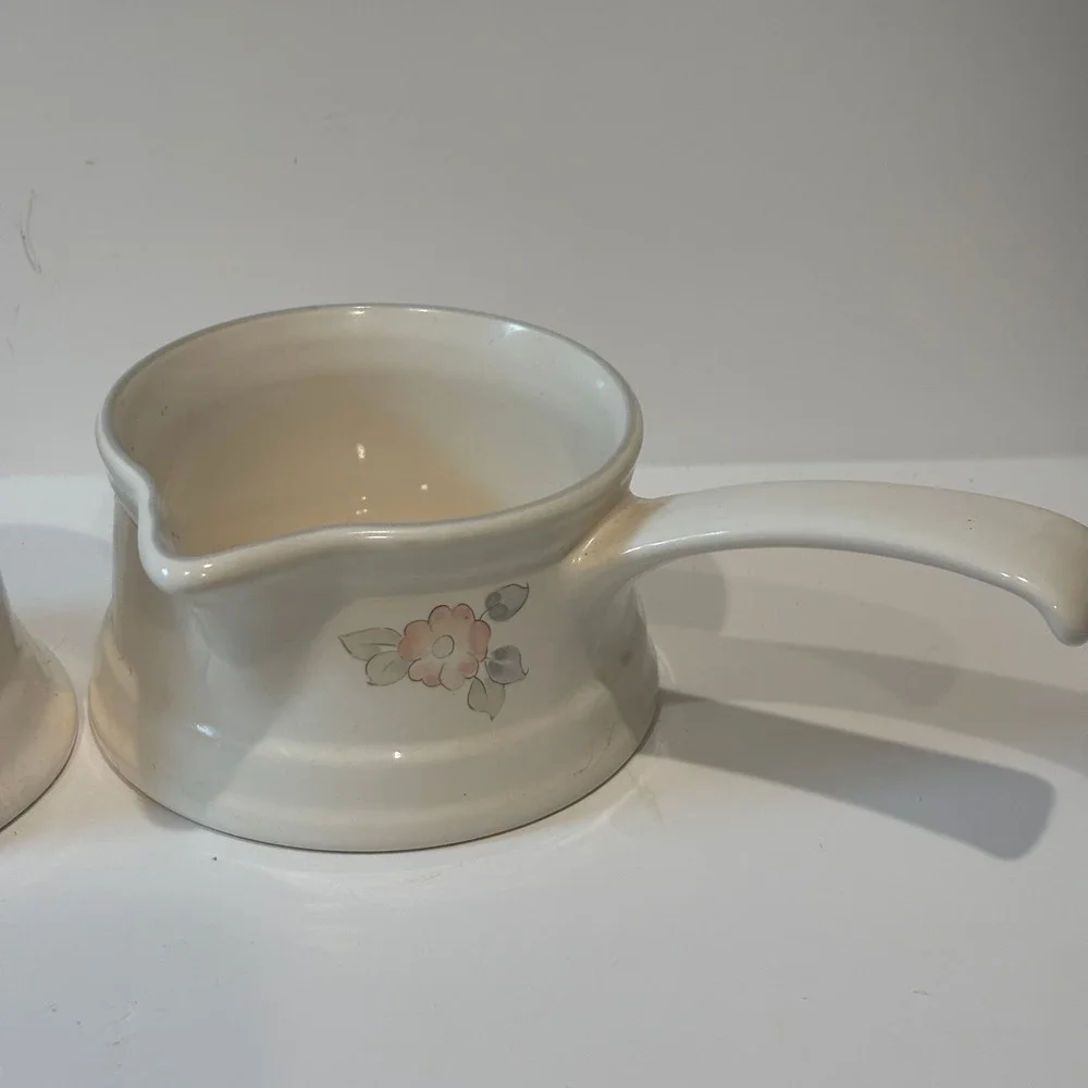 Pfaltzgraff Remembrance Creamer and Sugar Bowl Set Vintage Floral Stoneware USA